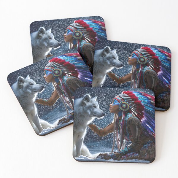Item preview, Woman with Wolf in Snowy Fantasy Landscape Scene designed and sold by Artessie.