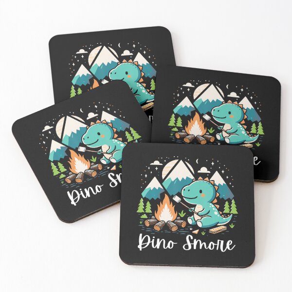 Aperçu de l'œuvre Dino Smore Camping Drôle Dinosaure Campeur Feu de Camp créée et vendue par RylynKaub86.