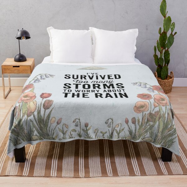 Item preview, I've Survived Too Many Storms to Worry About the Rain - Motivational Quote - Misty Sky edition designed and sold by Miss Cutie Designs.