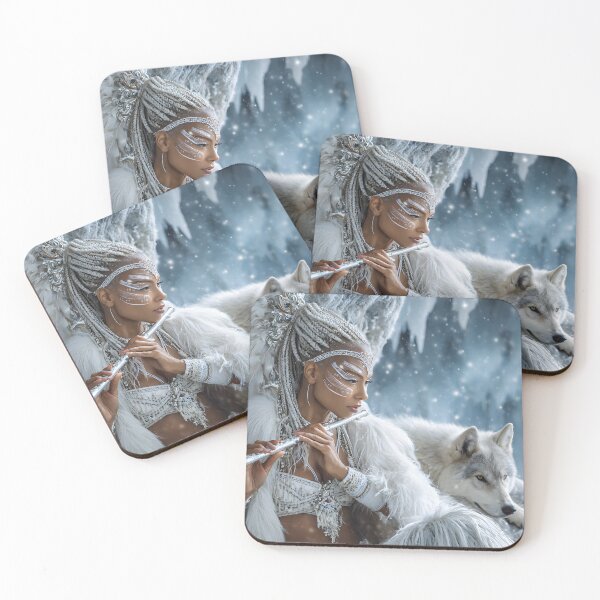 Item preview, Enchanting Winter Muse Playing the Flute with a Wolf designed and sold by Artessie.