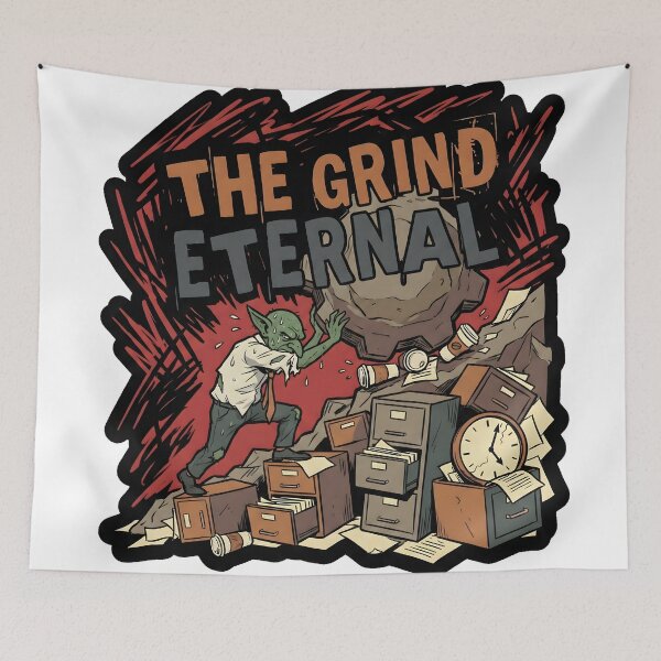 Item preview, The Grind Eternal | Sisyphus Goblin & Corporate Burnout Art designed and sold by GhostMode404.