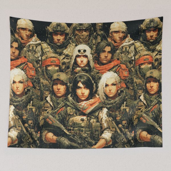 Item preview, Mixed Army Platoon Faces In Vintage Camouflage Style designed and sold by Piotrek0001.