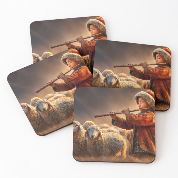 Item preview, A Boy Playing Flute Among Grazing Sheep at Sunset designed and sold by Artessie.