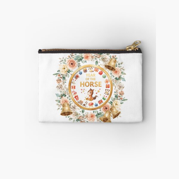 Item preview, A horse with a wreath on its head and a bell around its neck. The horse is wearing a bow and has a festive, joyful appearance designed and sold by PWDigitalArt.