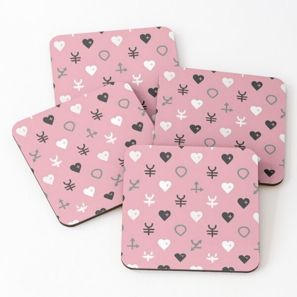 Item preview, Symbolic Pattern Design with Hearts, Gender Icons, and Location Pins on Pink Background designed and sold by SplashTastic.