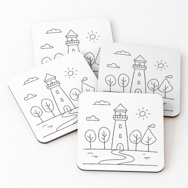 Item preview, A tower beside a winding path through the trees designed and sold by rasagamastore.