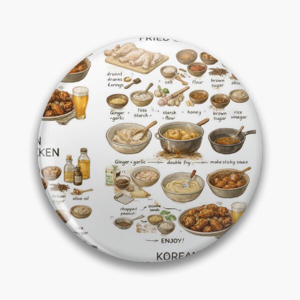 Item preview, Korean Fried Chicken Recipe T-Shirt – Hand-Drawn Dessert Diagram Illustration, Italian Dessert Food Chart Tee, Baking Gift for Food Lovers designed and sold by fishnsteve.