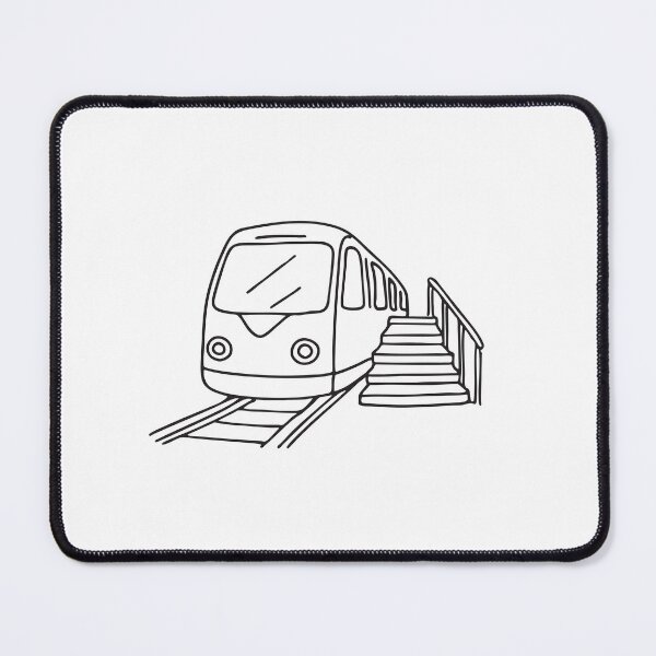 Item preview, A train parked beside a staircase and railing designed and sold by rasagamastore.