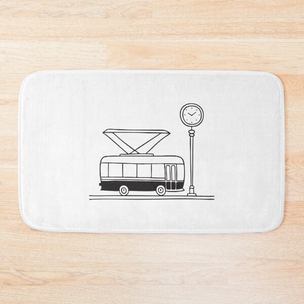 Item preview, A tram passing a street clock designed and sold by rasagamastore.