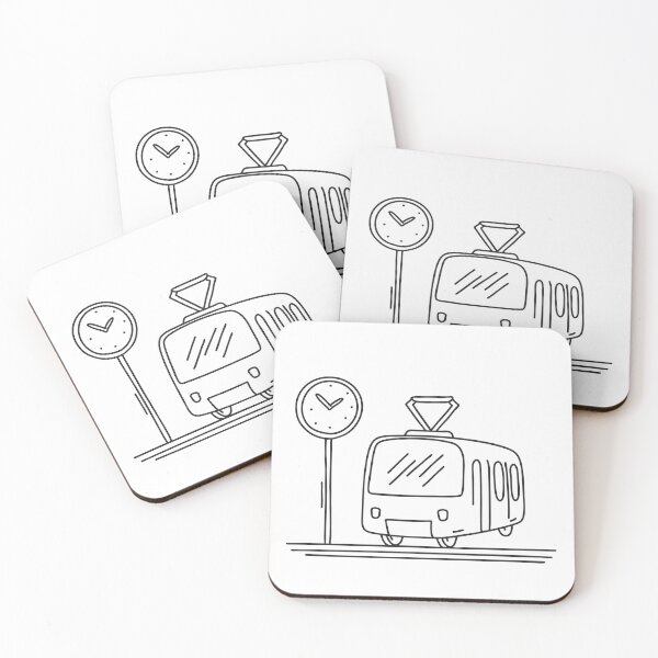 Item preview, A tram driving past a street clock designed and sold by rasagamastore.