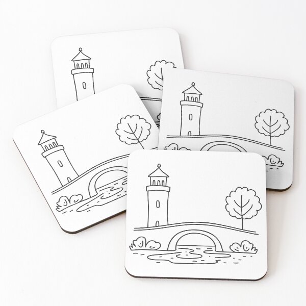 Item preview, A tower beside a narrow bridge over a stream designed and sold by rasagamastore.