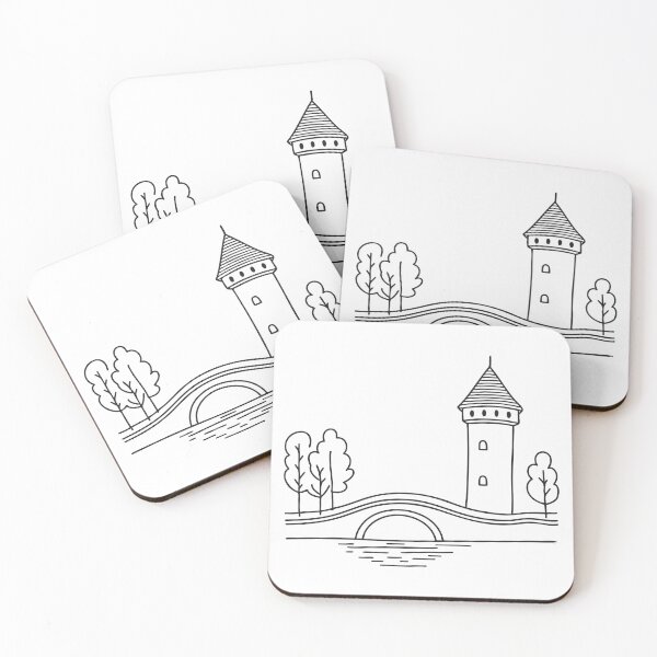 Item preview, A tower standing by a narrow stream bridge designed and sold by rasagamastore.