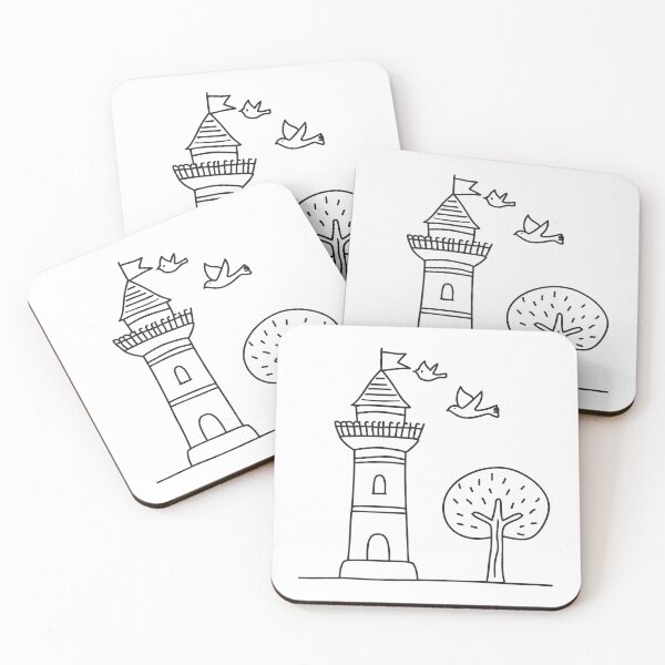 Item preview, A tower beside a tree with a bird perched on a branch designed and sold by rasagamastore.