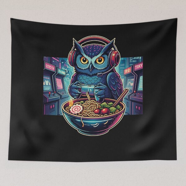 Item preview, Owl Gamer Ramen Foodie Funny designed and sold by FemmeForge.