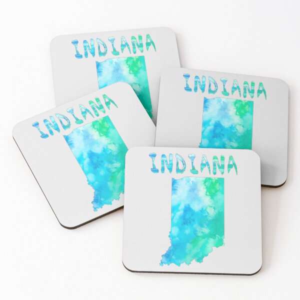 Item preview, Indiana State Map - Vibrant Teal & Blue Watercolor Art designed and sold by mashmosh.