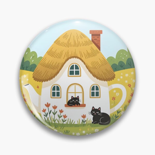 Item preview, A quaint, cottage-shaped teapot with a thatched roof and cats designed and sold by Ponted.