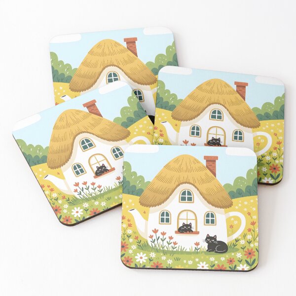 Item preview, A quaint, cottage-shaped teapot with a thatched roof and cats designed and sold by Ponted.