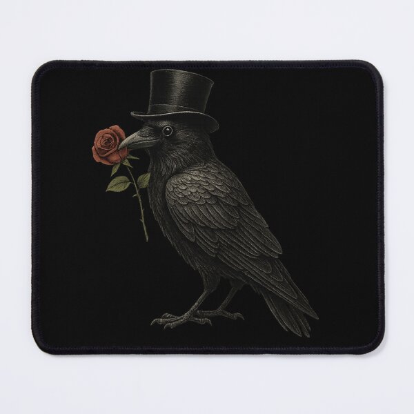 Item preview, Victorian Raven with Rose – Gothic Crow Art Illustration designed and sold by Mouraludia.