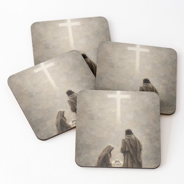 Item preview, Holy Nativity Scene with Glowing Cross – Spiritual Christmas Art Print designed and sold by Trend Pixel Co..