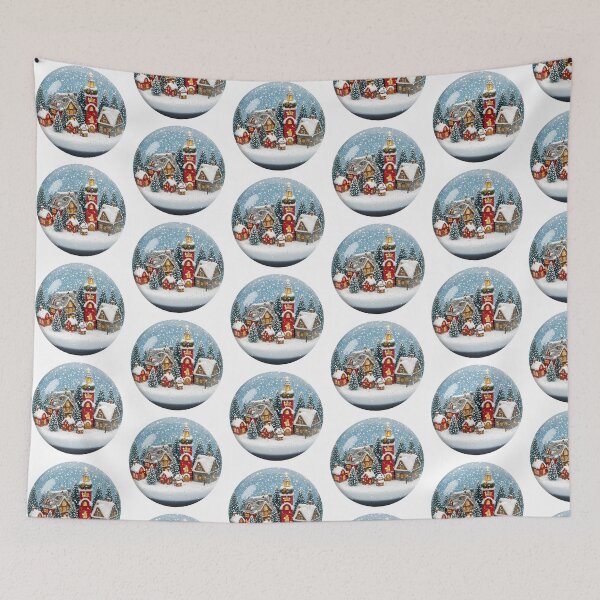 Item preview, Cozy Christmas Village in a Snow Globe designed and sold by ֍ NishlaArts ֍.