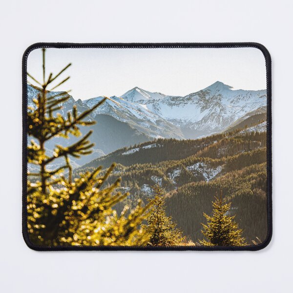Item preview, Sunlit Spruce Trees with Snow-Capped Peaks in the Tatra Mountains designed and sold by alicjamiekina.