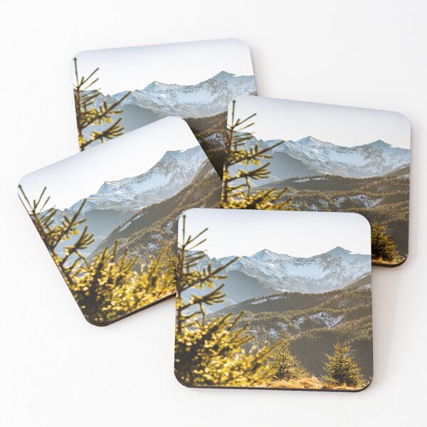 Item preview, Sunlit Spruce Trees with Snow-Capped Peaks in the Tatra Mountains designed and sold by alicjamiekina.