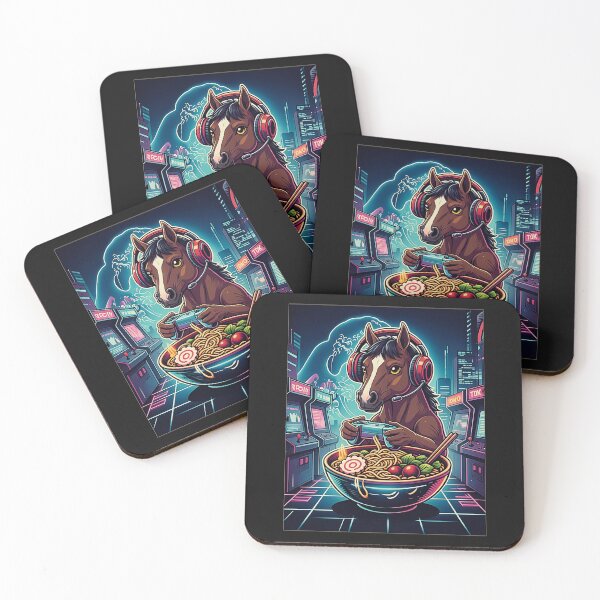 Item preview, Gamer Horse Ramen Arcade Neon designed and sold by FemmeForge.