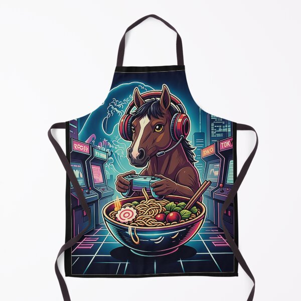 Item preview, Gamer Horse Ramen Arcade Neon designed and sold by FemmeForge.