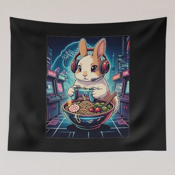 Item preview, Bunny Gamer Ramen Bowl Cute Foodie designed and sold by FemmeForge.