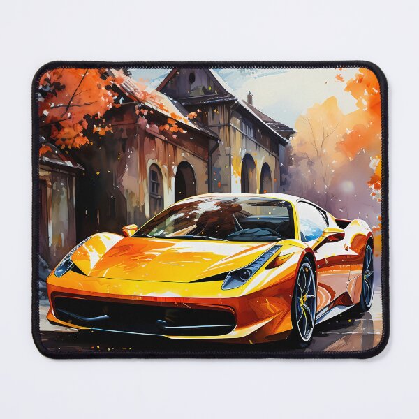 Item preview, Modern supercar contrasting with weathered village architecture designed and sold by RevUpDesign.