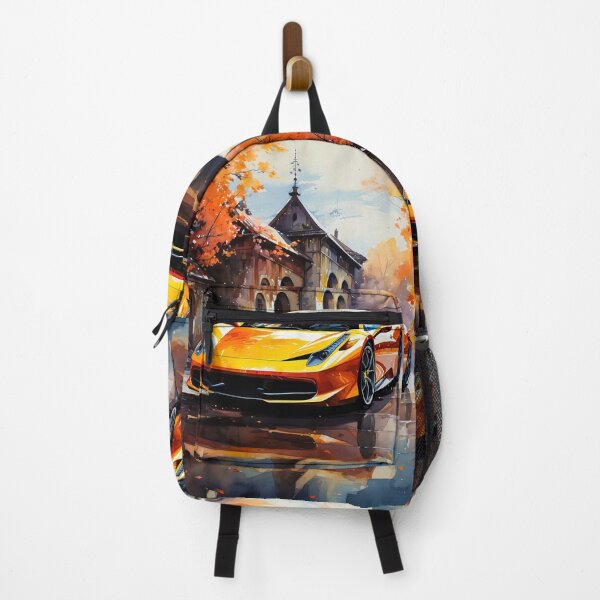 Item preview, Modern supercar contrasting with weathered village architecture designed and sold by RevUpDesign.
