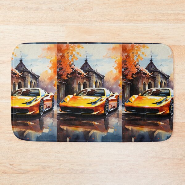 Item preview, Modern supercar contrasting with weathered village architecture designed and sold by RevUpDesign.