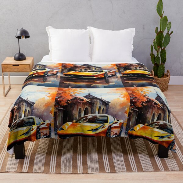 Item preview, Modern supercar contrasting with weathered village architecture designed and sold by RevUpDesign.