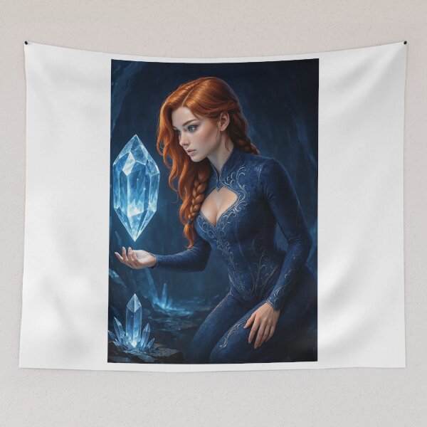 Item preview, Rowan holds bluetopaz crystal mystical cave glow designed and sold by CathryneDelamort.