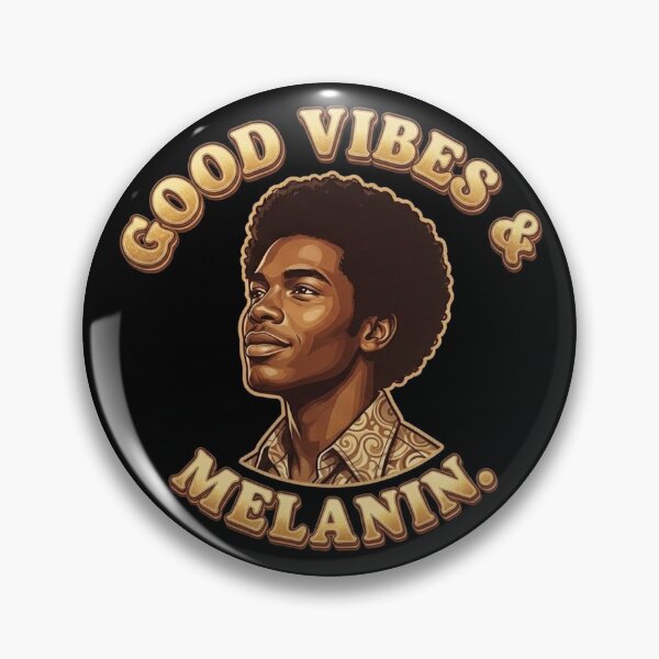 Item preview, Good Vibes Melanin Black Man Afro Retro Gold designed and sold by QuipQuips.