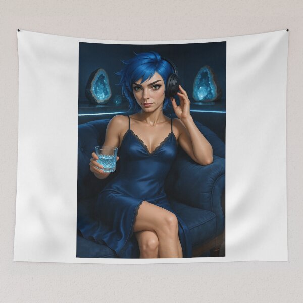 Item preview, Cipher blue topaz woman headphones designed and sold by CathryneDelamort.
