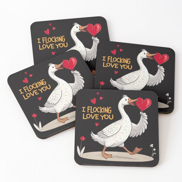 Item preview, I Flocking Love You Funny Goose Pun Hearts designed and sold by GreenhDianna.