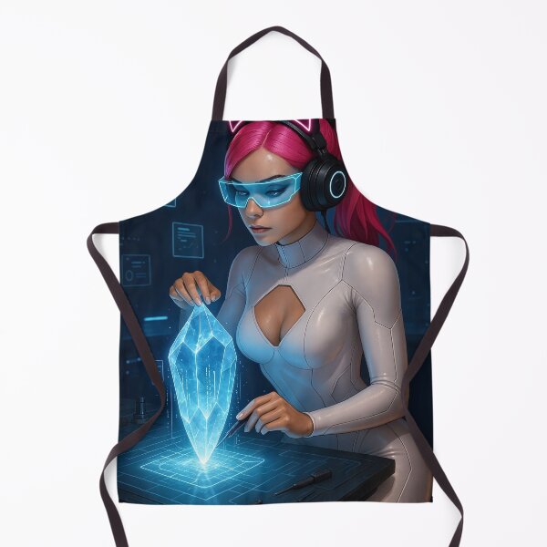 Item preview, Cathryne holds glowing bluetopaz in futuristic lab designed and sold by CathryneDelamort.