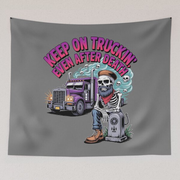 Item preview, Skeleton truck driver - diesel humor - afterlife road trip - eternal road - skeleton road warrior - undead trucker journey - ghost road shirt - truck stop ghost stories designed and sold by JansenGS.