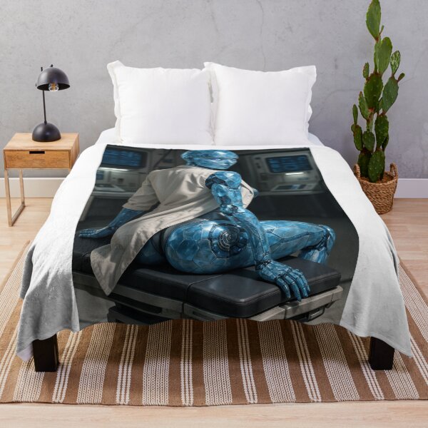 Item preview, Blue humanoid in lab coat sits on table designed and sold by CathryneDelamort.