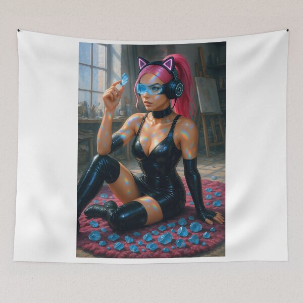 Item preview, Cathryne holds bluetopaz in futuristic studio designed and sold by CathryneDelamort.