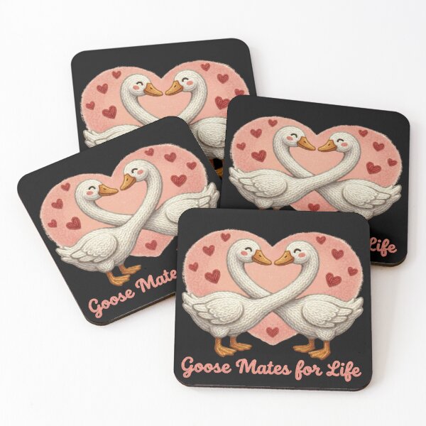 Item preview, Goose Mates For Life - Cute Faux Yarn Valentine's Geese designed and sold by Muse Merch.