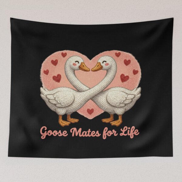 Item preview, Goose Mates For Life - Cute Faux Yarn Valentine's Geese designed and sold by Muse Merch.