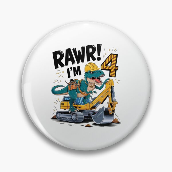 Artikelvorschau, T-Rex-Dinosaurier-Bauhelm-Bagger-Geburtstagsgeschenk für Jungen zum 4. Geburtstag entworfen und verkauft von repconomArt.