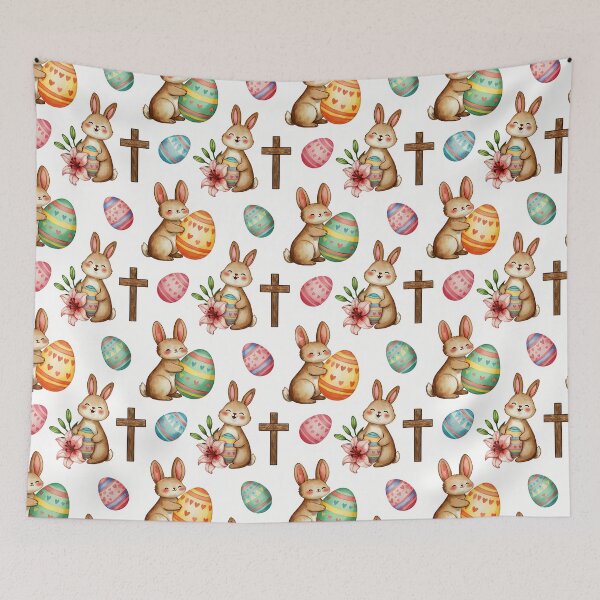 Item preview, Easter Embrace – Seamless Bunny, Egg & Cross Pattern designed and sold by meesub.