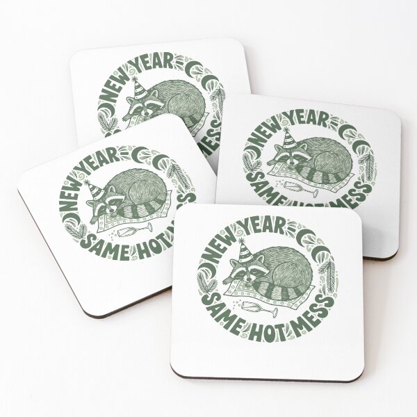 Item preview, New Year Same Hot Mess Raccoon Humor Celebration designed and sold by LuminOrb.