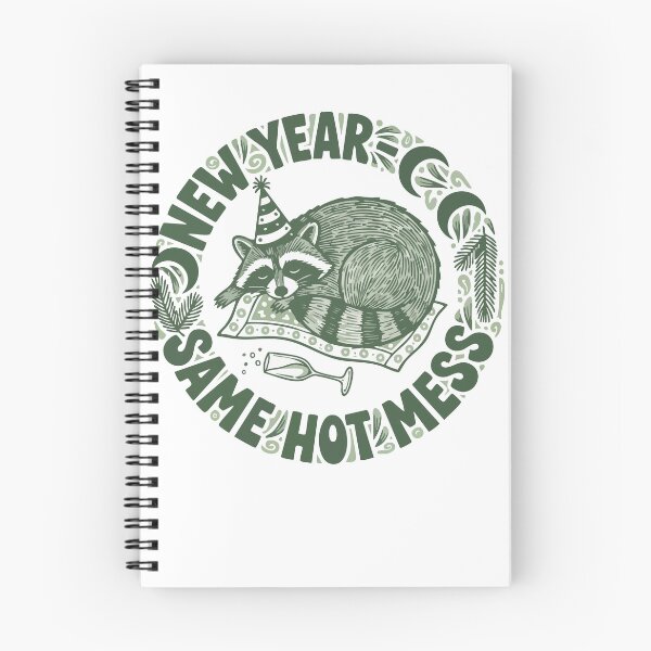 Item preview, New Year Same Hot Mess Raccoon Humor Celebration designed and sold by LuminOrb.