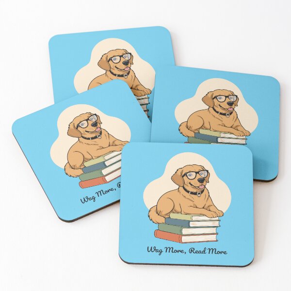 Item preview, Wag More, Read More – Cute Golden Retriever Book Lover Art designed and sold by NeutronDesign.