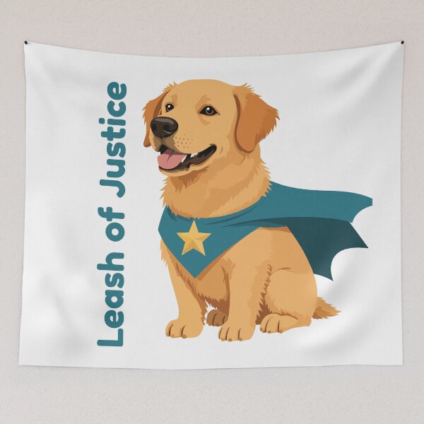 Item preview, Leash of Justice – Superhero Golden Retriever Dog Art designed and sold by NeutronDesign.