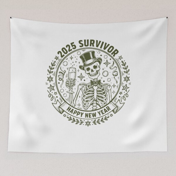 Item preview, 2025 Survivor Happy New Year Skeleton Party designed and sold by LuminOrb.